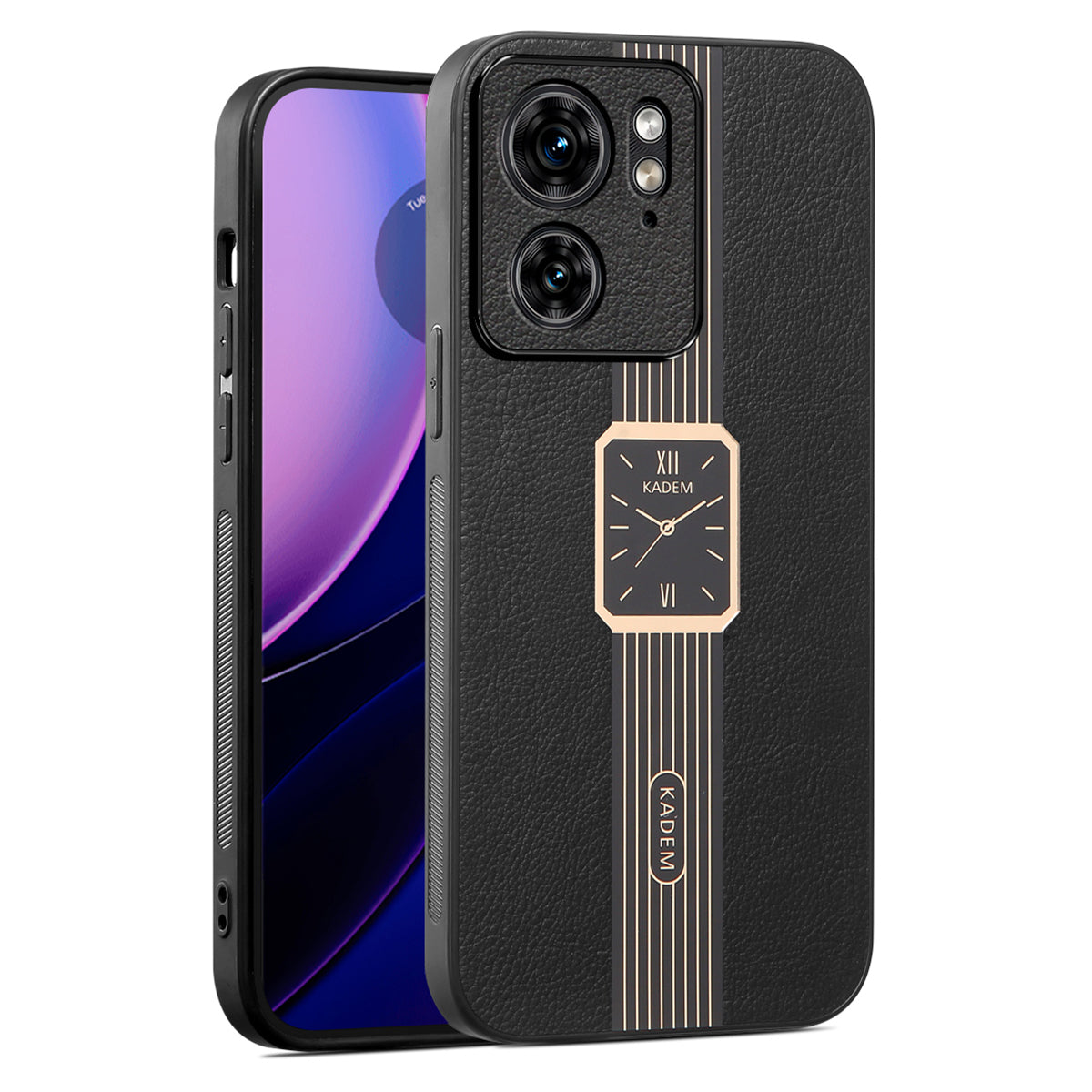 KADEM For Motorola Edge 40 5G Back Case Creative Watch Pattern Leather Coated TPU+Acrylic Phone Cover KADEM For Motorola Edge 40 5G Back Case Creative Watch Pattern Leather Coated TPU+Acrylic Phone Cover
